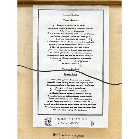 Francine Desbiens “Saxophone” Signed & Framed Embossed Etching Print 16”x11” - Picture 10 of 12